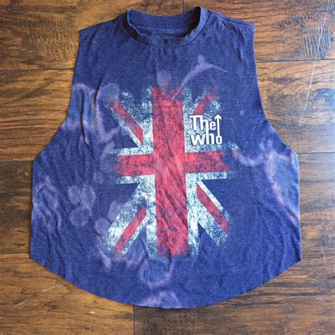 The Who Hand Distressed One Of A Kind Acid Washed Cropped Band Tee Tank