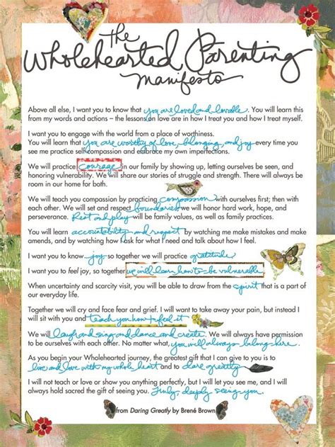 The Wholehearted Parenting Manifesto Brene Brown Quotes Brene Brown