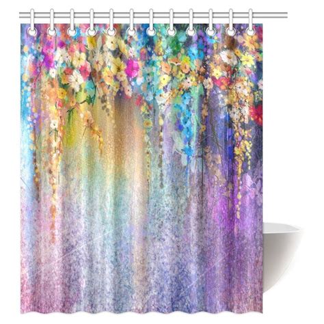 Mypop Abstract Floral Watercolor Shower Curtain Ivies And Vines