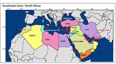 North Africa And Southwest Asia Middle East Map Maps For You