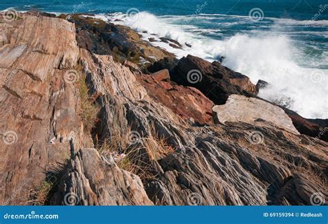 Waves Crashing On Rocky Maine Coast Stock Photo Image Of Granite