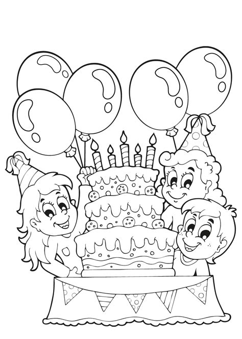 Kijk dan eens op de pagina met opa & oma kleurplaten! Kleuren.nu - Verjaardagstaart met ballonnen en 5kaarsjes ...