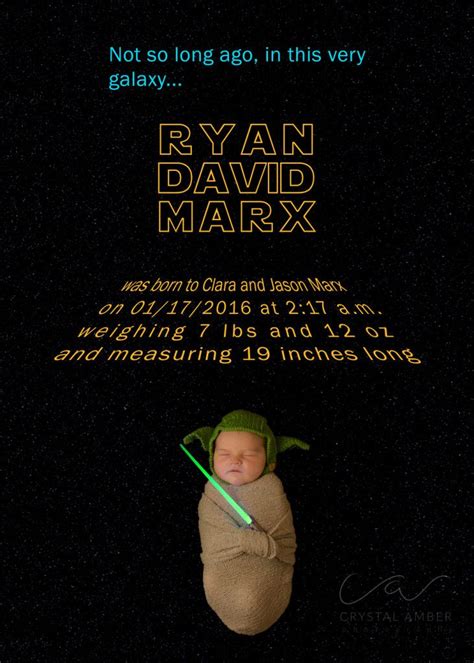 Star Wars Birth Announcement Newborn Photography Newborn