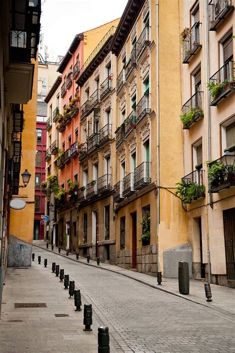Narrow Street In Madrid Stock Photo Image Of Alley Pots 34753250