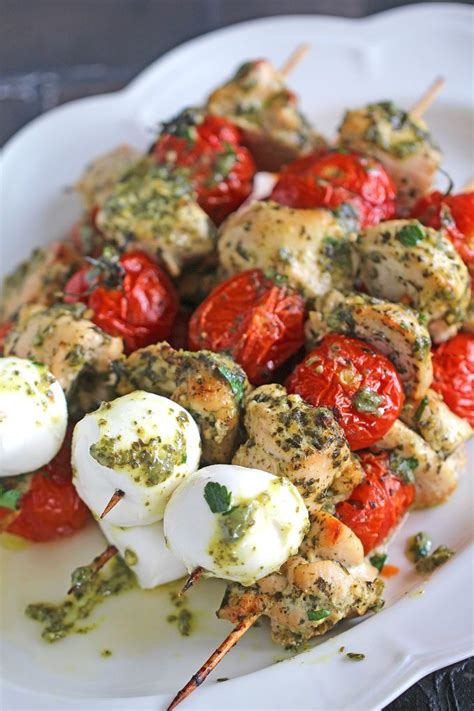 Heat oil in a large skillet over medium heat. Pesto Chicken Kabobs - 30 Minutes - Sweet and Savory Meals