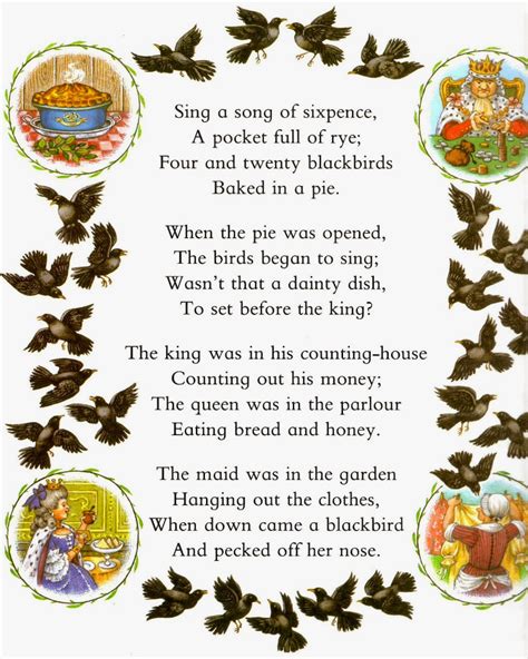 Nursery Rhyme Sing A Song Of Sixpence Nursery Songs Nursery Rhymes