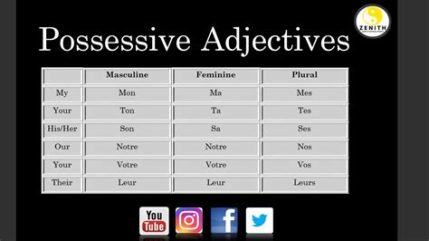 Possessive Adjectives French Practice