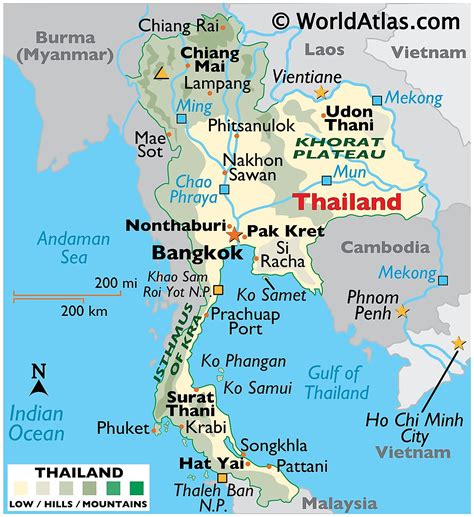 Thailand Physical Map By Maps Com From Maps Com Worlds Largest Map My