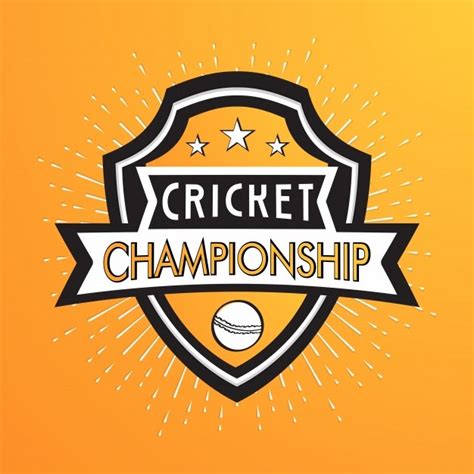 Cricket Championship Badge Design On Abstract Yellow Background