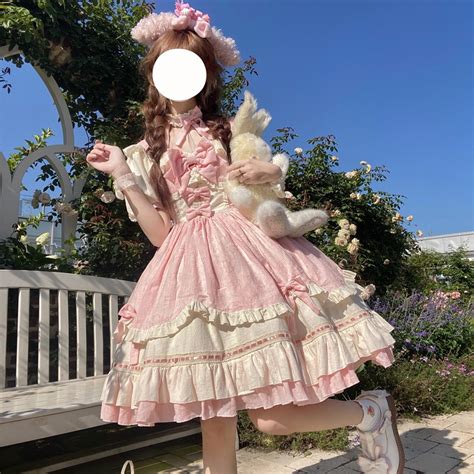 Japanese Victorian Sweet Lolita Op Dress Kawaii Women Bow Ruffles