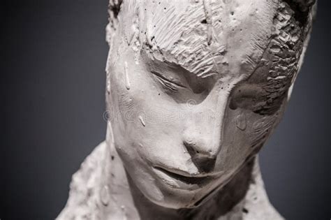 Female Plaster Sculpture On Dark Background Stock Image Image Of