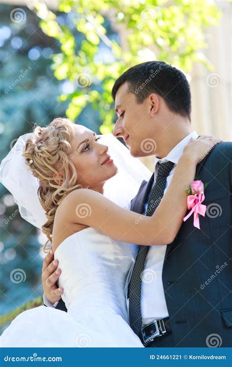 Bride And Groom Embracing Stock Image Image Of Beautiful 24661221