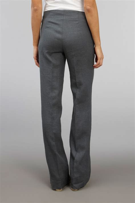 Womens Kookai Grey Linen Button Casual Classic Long Pants Trousers Size