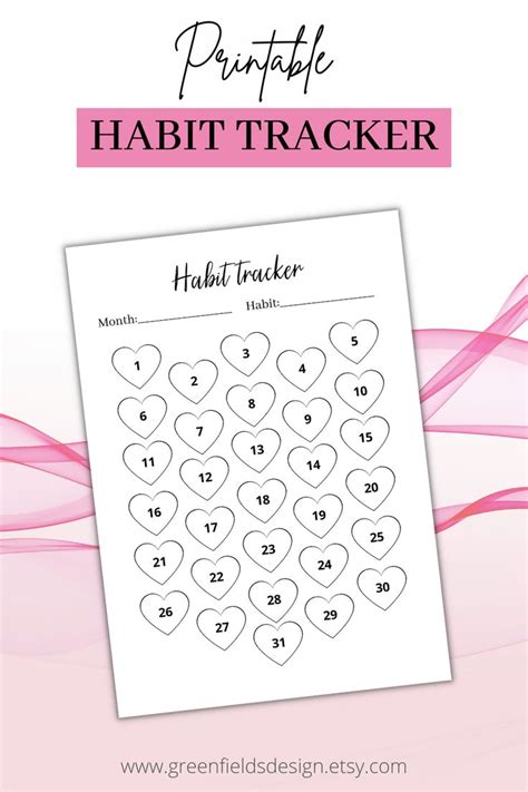 Printable Habit Tracker Planner Printables Hearts Habit Tracker