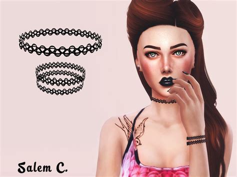 Salem Cs Tattoo Choker And Bracelet Sims 4 Mm Cc Sims 4 Cc Packs