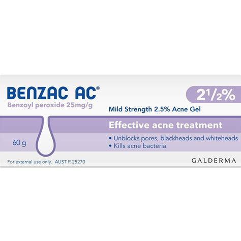 Benzac Ac Gel 2 5 60g Effective Acne Treatment Unblock Pores Kill Bacteria