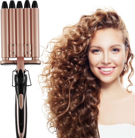 3 Barrel Curling Iron Wand Hair Crimper Iron With Lcd Temperature Display 1 Inch