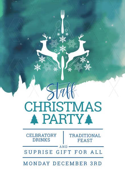 Staff Christmas Party Template With Watercolor Background Easil