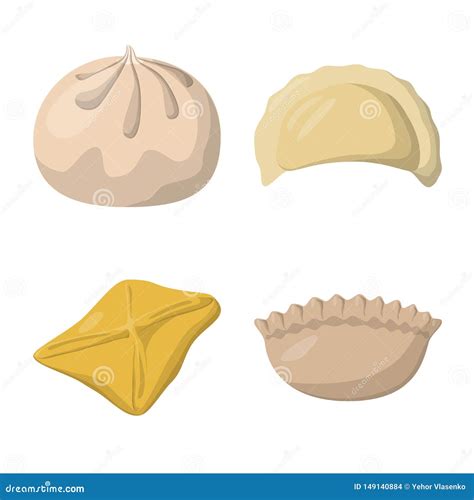 Vector Illustration Of Dumplings And Food Icon Set Of Dumplings And Stuffed Vector Icon For