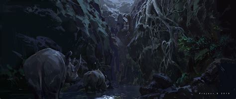 Artstation Rhinoceros In Caves Yang Qi917 Weird Creatures Concept