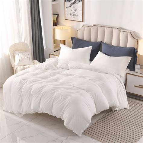 Pure Era Duvet Cover Set Ultra Soft Heather Jersey Knit Cotton Home Bedding Solid White Queen