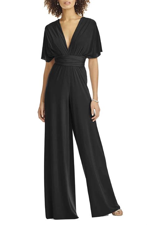 Dessy Collection Convertible Wide Leg Jersey Jumpsuit | Nordstrom