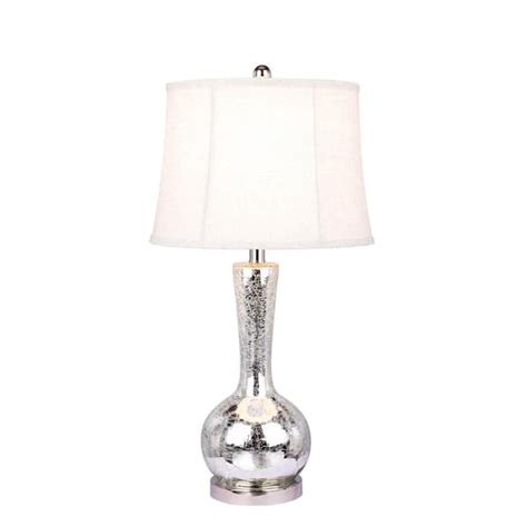 Fangio Lighting 27 5 In Silver Mercury Glass And Polished Nickel Metal Table Lamp W 5140 The