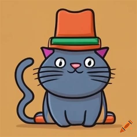 Cartoon Cat Wearing A Fedora On Craiyon