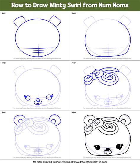 How To Draw Minty Swirl From Num Noms Printable Step By Step Drawing