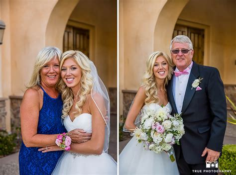 A Bride Poses With Her Mother And Father San Diego