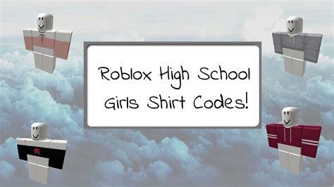 Find all roblox free shirt items here. Roblox High School - 10 Girls Shirt Codes - YouTube