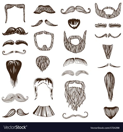 Set Of Hand Drawn Moustache Mustache Royalty Free Vector