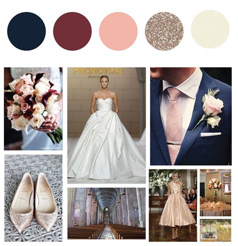 Color Palette Navy Blue Burgundy Blush Champagnegold Ivory