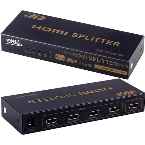 Ekl 4 Port Hdmi Splitter 1x4 Ultra High Definition Uhd Hdmi Splitter 1