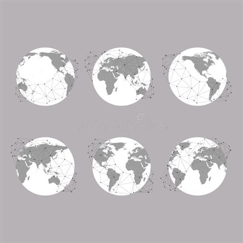 Insieme Dei Globi Illustrazione Di Vettore Della Mappa Di Mondo