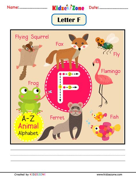 Kindergarten Letter F Animal Picture Cards Worksheet Kidzezone