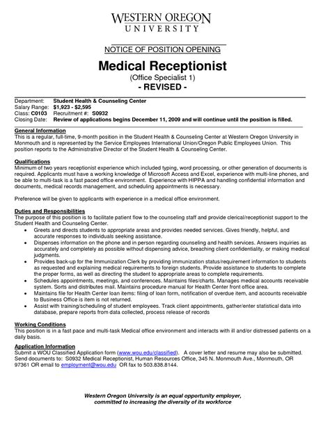 They are often responsible for greeting visitors, answering phones and doing administrative. Medical Receptionist Resume With No Experience - http ...