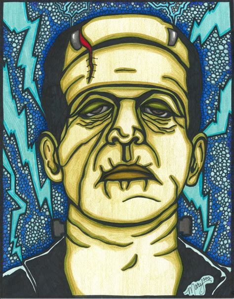 Frankenstein Karloff Goth Horror Print Stained Glass Style Etsy