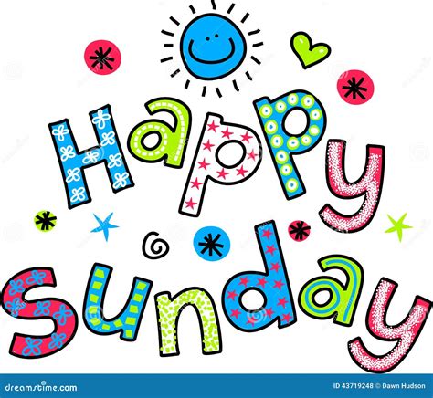 Happy Sunday Cartoon Text Clipart Stock Photography
