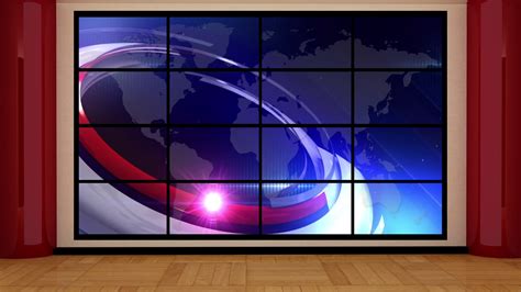 News Tv Studio Set Virtual Green Screen Background Loop Stockvideos