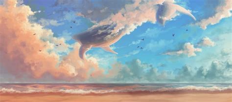 Fly Whale By Sei Niichan Whale Art Whale Sky Art