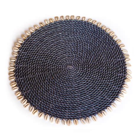 Seashell Black Rattan Placemat Inbali