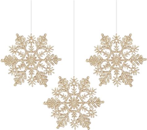 Ams 30ct 4100mm Plastic Glittered Snowflake Ornaments