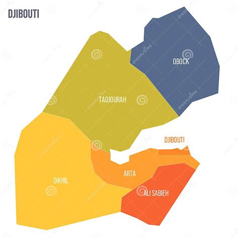 Djibouti Political Map Of Administrative Divisions Stock Illustration Illustration Of Border