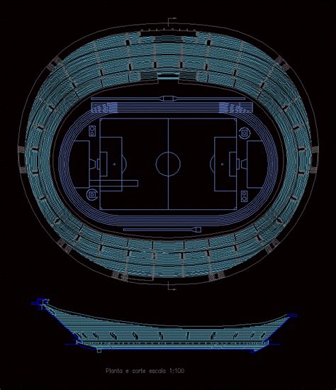Track And Field Athletics Track Dwg Block For Autocad
