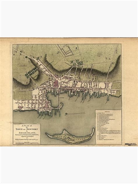 Vintage Map Of Newport Rhode Island 1777 Poster For Sale By