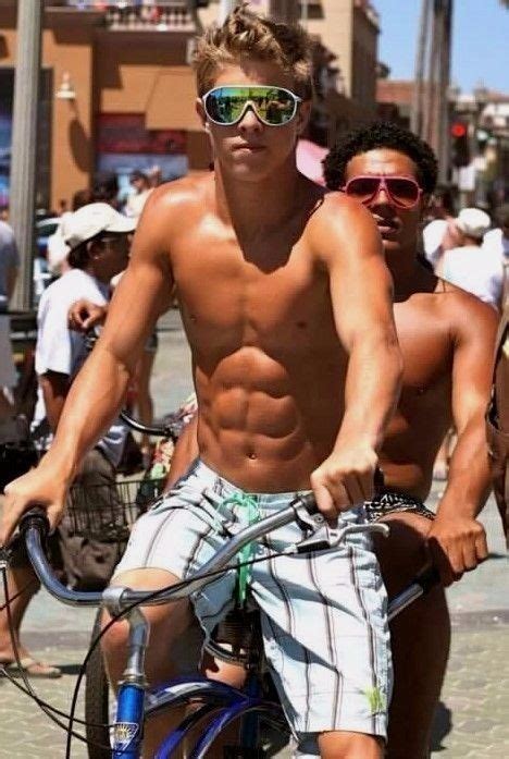 Shirtless Male Blond Muscular Beefy Frat Boy Jock Riding Bike PHOTO 4X6