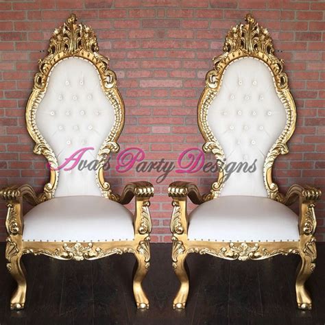 Yes, it costs money to rent chairs, but it's well worth the investment if you can swing it in your budget. Gold and White Throne Chairs for party rental. Great as a ...