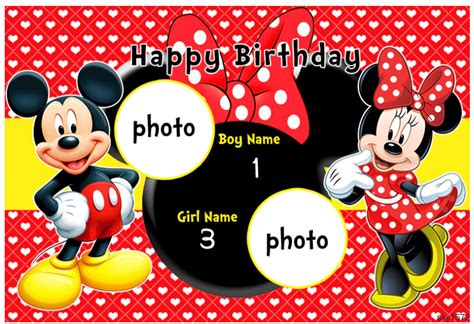 Minnie And Mickey Mouse Red Birthday Personalised Birthday Party Supplies Banner Backdrop