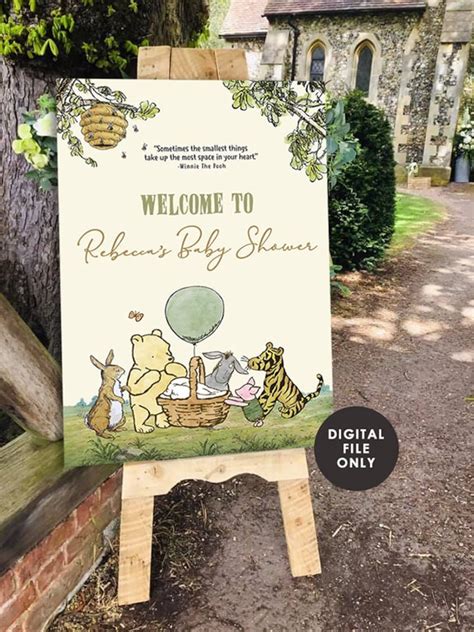 Classic Winnie The Pooh Baby Shower Birthday Poster Welcome Sign